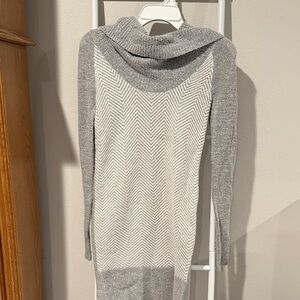 Candie's Gray and Cream Chevron Cowl Neck Sweater Dress